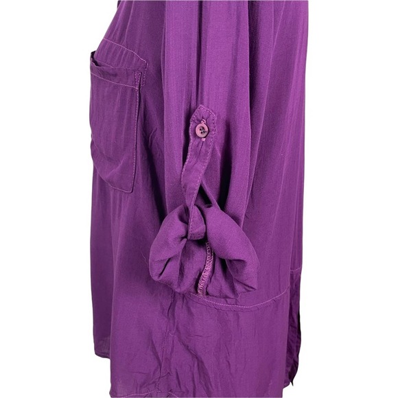 Bella Dahl Split Back Button Front Roll Tab Sleeve Purple Top Size XS - Picture 10 of 11